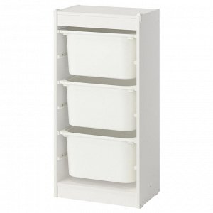 TROFAST, комбинация для хранения с коробками, белый / white, 46x30x95 см