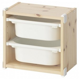 TROFAST, настенное хранилище, светло-белая мореная сосна/белый, 34x21x30 см