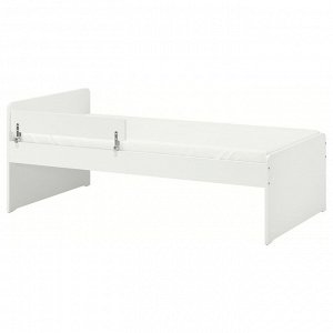SL?KT / NATTAPA, каркас кровати с ограждением + основание slat bd, белый, 90x200 см