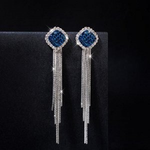 Серьги длинные с основанием из цветных камней