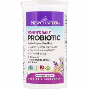 New Chapter, Ежедневный пробиотик для женщин, 10 млрд КОЕ, 60 веганских капсул