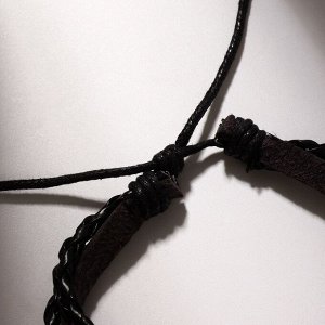 Браслет кожа «Ураган» лев, чёрный в серебре, d=7 см