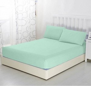 Простыня трикотажная на резинке, 100% хлопок (Ментол). Размер 180x200х20 см