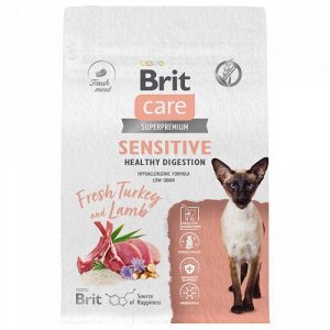 Brit Care д/кош Sensitive Healthy Digestion чувств.пищ Индейка/Ягненок 400гр