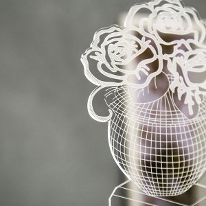 3D-светильник настольный светодиодный RISALUX «Ваза с цветами», LED, RGB, от сети