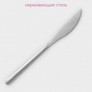 Ножи столовые Доляна Sentiment, длина 23 см, набор 6 шт., нержавеющая сталь, серебристые