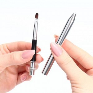 Кисть для макияжа, компактная, 17.5 см, чёрная, серебристая