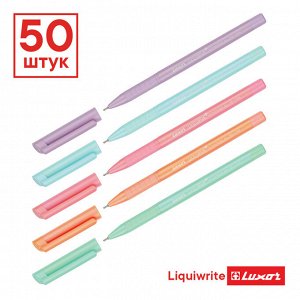 Ручка шариковая Luxor ""Liquiwrite"" синяя, 0,7мм, с антибактериальным грипом, корпус ассорти