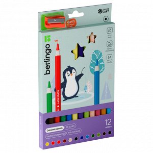 Карандаши цветные утолщенные Berlingo ""SuperSoft. Jumbo"", 12цв., шестигранные, заточ., европ.