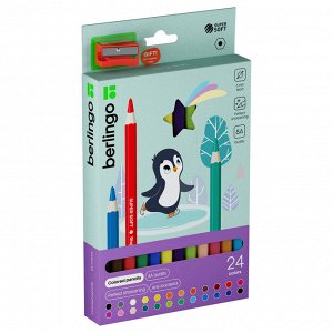 Карандаши цветные утолщенные Berlingo ""SuperSoft. Jumbo"", 24цв., шестигранные, заточ., европ.
