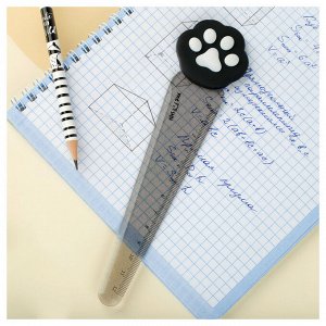 Линейка с топпером 12см MESHU ""Paw"", пластиковая, европодвес
