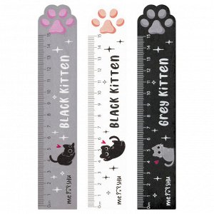 Линейка 15см MESHU ""Paw"", деревянная,  ассорти, европодвес