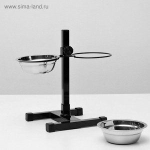 Подставка с мисками, 2x350 мл, высота 30 см, разборная, чёрная