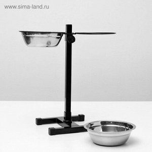 Подставка с мисками, 2 х 700 мл, высота 40 см, разборная, чёрная