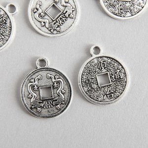 Декор  металл "Китайская монета с драконами" 2,3х1,9 см