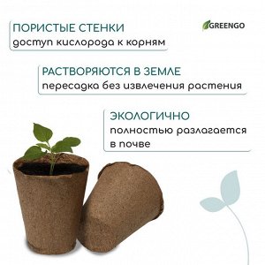 Горшок для рассады, 175 мл, d = 8 см, h = 8 см, торф, Greengo