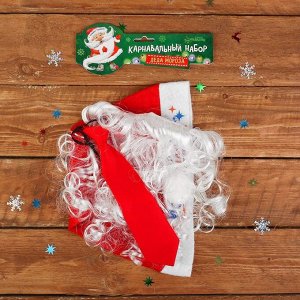 Карнавальный костюм взрослый «Дед Мороз-волшебник», 3 предмета: колпак, борода, галстук