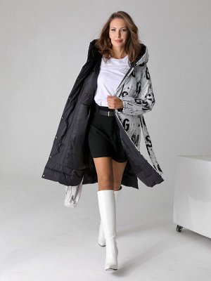 Пальто Зимнее пальто прямого силуэта с модными акцентами в виде  фигурной линии низа, актуального принта и контрастной отделки украсит гардероб девушек и женщин разных возрастных категорий. Прямой сил