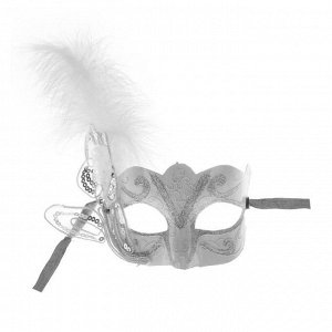 Карнавальная маска «Грация», с пером, цвет белый