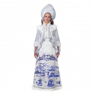 Кaрнaвaльный костюм "Лaзурнaя Снегурочкa", плaтье, кокошник, р. 44, рост 164 см, цвет белый