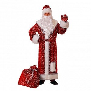 Карнавальный костюм «Дедушка Мороз», плюш, р. 54-56, рост 188 см, цвет красный