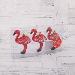 Украшение ёлочное "Фламинго" (набор 3 шт) 11х6,5 см красный