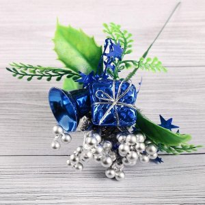Декор "Зимняя сказка" подарок колокольчик шишка 15 см, серебристо-синий