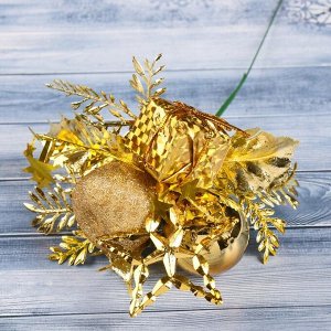 Декор "Зимняя сказка" яблочко подарок 15 см, серебристо-золотой