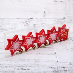 Украшение ёлочное "Звезда в звезде" (набор 5 шт) 6,5х5,5 см красно-белый