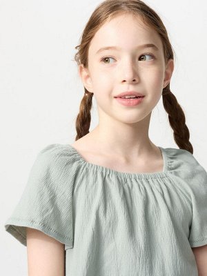 UNIQLO - футболка со сборками и расклешенными рукавами - 01 OFFWHITE