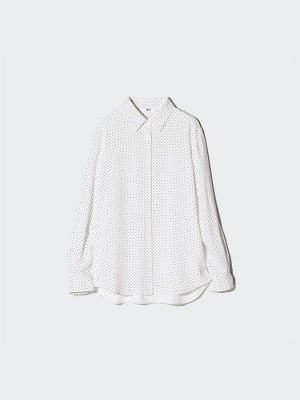 UNIQLO - блуза из искусственного шелка с мелким рисунком - 09 BLACK