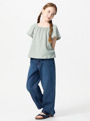 UNIQLO - футболка со сборками и расклешенными рукавами - 01 OFFWHITE