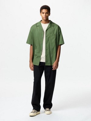 UNIQLO - рубашка с открытым воротником - 09 BLACK