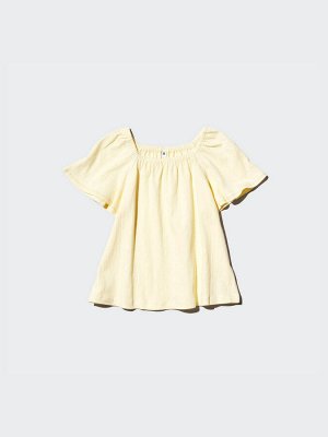 UNIQLO - футболка со сборками и расклешенными рукавами - 52 GREEN