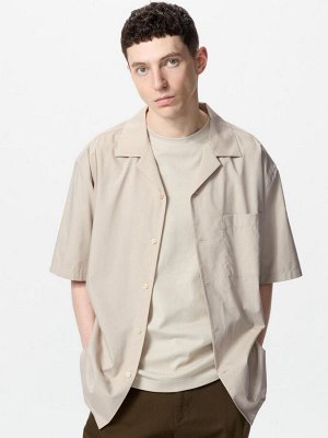 UNIQLO - рубашка с открытым воротником - 31 BEIGE