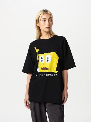 UNIQLO UT - хлопковая футболка унисекс с дизайном Губки Боба - 09 BLACK
