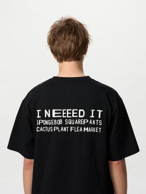 UNIQLO UT - хлопковая футболка унисекс с дизайном Губки Боба - 09 BLACK
