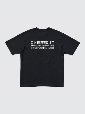 UNIQLO UT - хлопковая футболка унисекс с дизайном Губки Боба - 09 BLACK