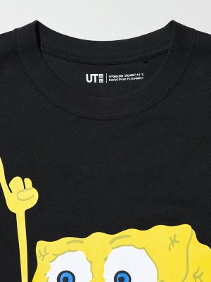 UNIQLO UT - хлопковая футболка унисекс с дизайном Губки Боба - 09 BLACK