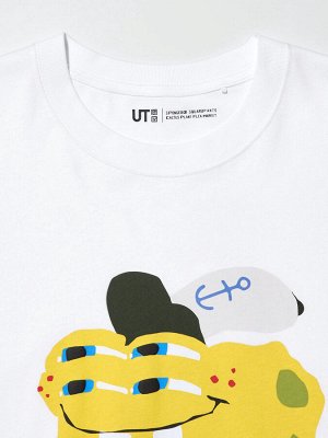 UNIQLO UT - хлопковая футболка унисекс с дизайном Губки Боба - 00 WHITE
