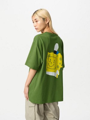 UNIQLO UT - хлопковая футболка унисекс с дизайном Губки Боба - 56 OLIVE