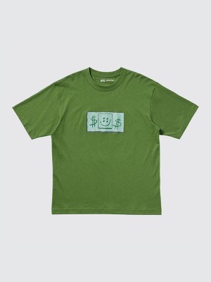 UNIQLO UT - хлопковая футболка унисекс с дизайном Губки Боба - 56 OLIVE