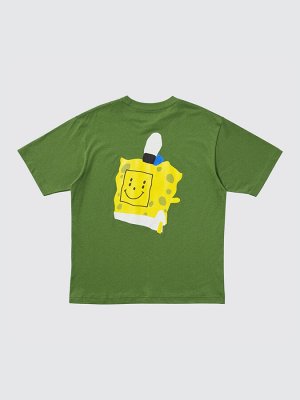 UNIQLO UT - хлопковая футболка унисекс с дизайном Губки Боба - 56 OLIVE
