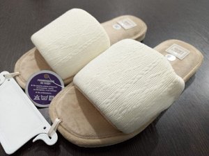 Тапочки женские домашние открытые цвет Молочно-бежевый