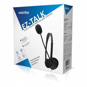 Наушники с микрофоном (головная гарнитура) EZ-TALK, с регулировкой громкости, длина кабеля 1.8 м, цвет черный (арт. SBH-5000)