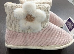 Обувь женская домашняя полусапожки с мехом комбинированные цвет Розовый