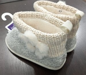 Обувь женская домашняя полусапожки с мехом комбинированные цвет Зеленый