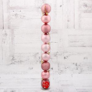 Набор шаров пластик d-6 см, 9 шт "Камилла" розовый