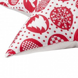 Подушка декоративная звезда «Шары новогодние» 50х50 см, цвет красный