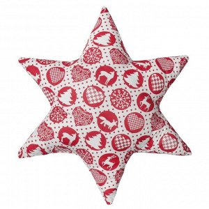 Подушка декоративная звезда «Шары новогодние» 50х50 см, цвет красный